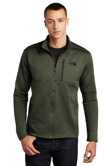 The North Face Mens Skyline Fleece Full Zip Jacket Heather Four Leaf Clover Green Front