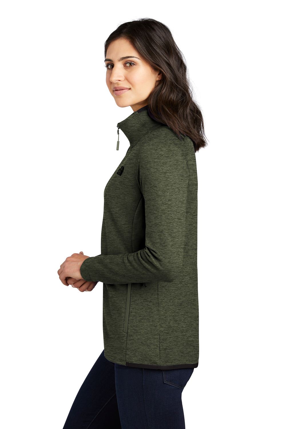 The North Face Womens Skyline Fleece Full Zip Jacket Heather Four Leaf Clover Green Side