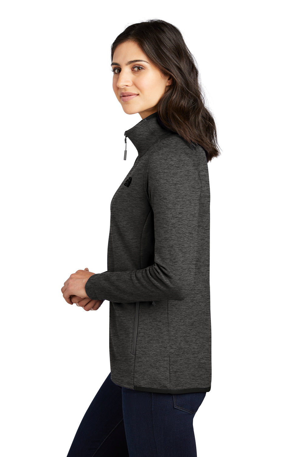 The North Face Womens Skyline Fleece Full Zip Jacket Heather Dark Grey Side