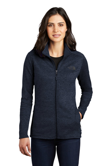 The North Face Womens Skyline Fleece Full Zip Jacket Heather Urban Navy Blue Front