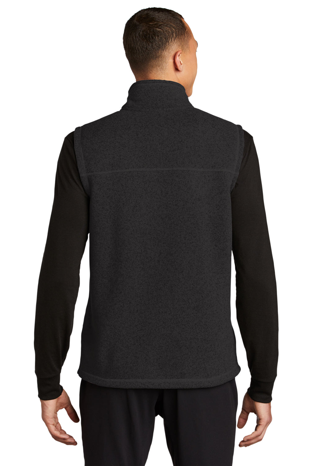 The North Face Mens Sweater Fleece Full Zip Vest Heather Black Side