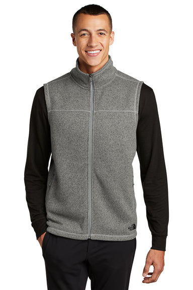 The North Face Mens Sweater Fleece Full Zip Vest Heather Medium Grey Front