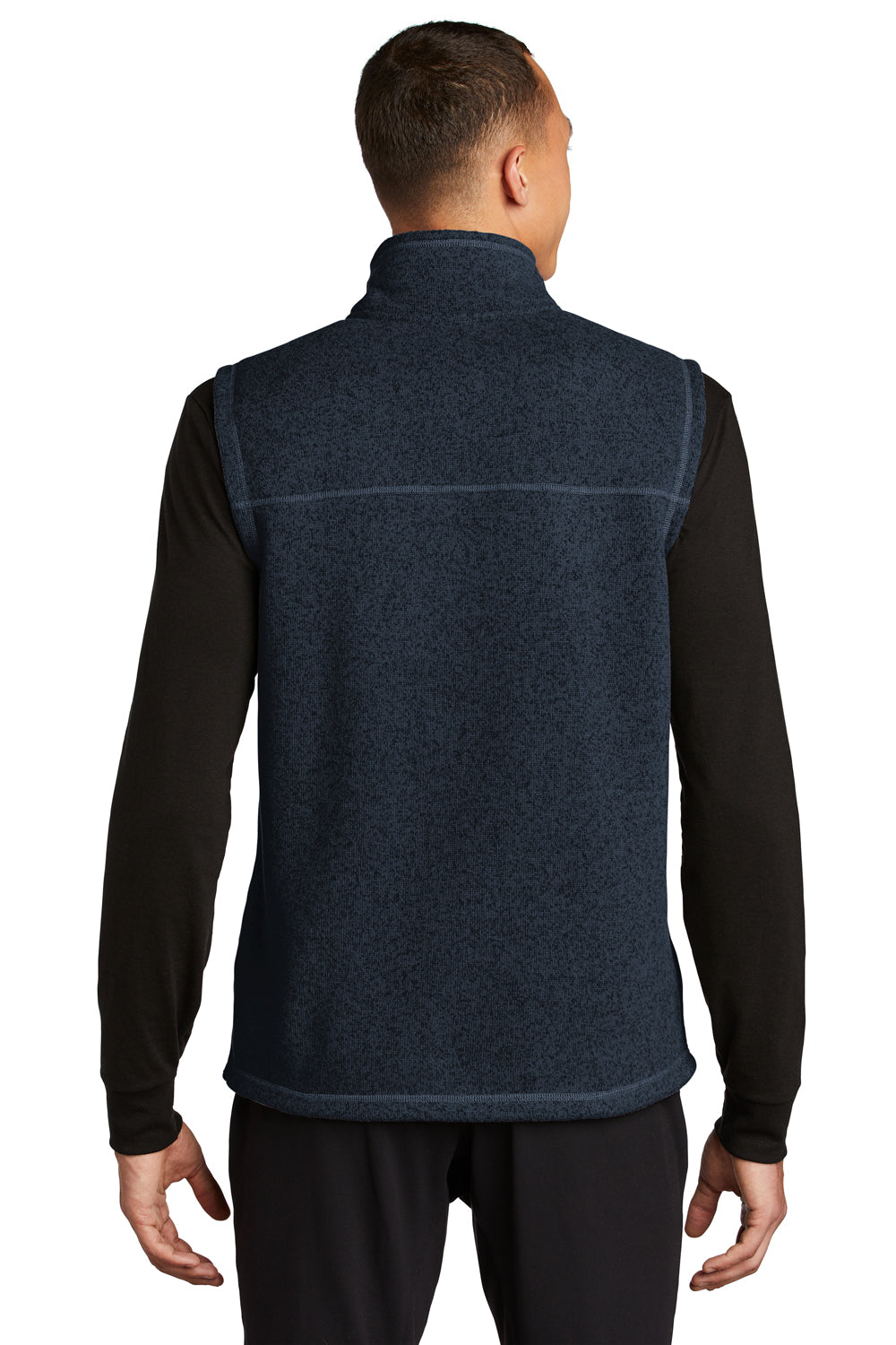 The North Face Mens Sweater Fleece Full Zip Vest Heather Urban Navy Blue Side