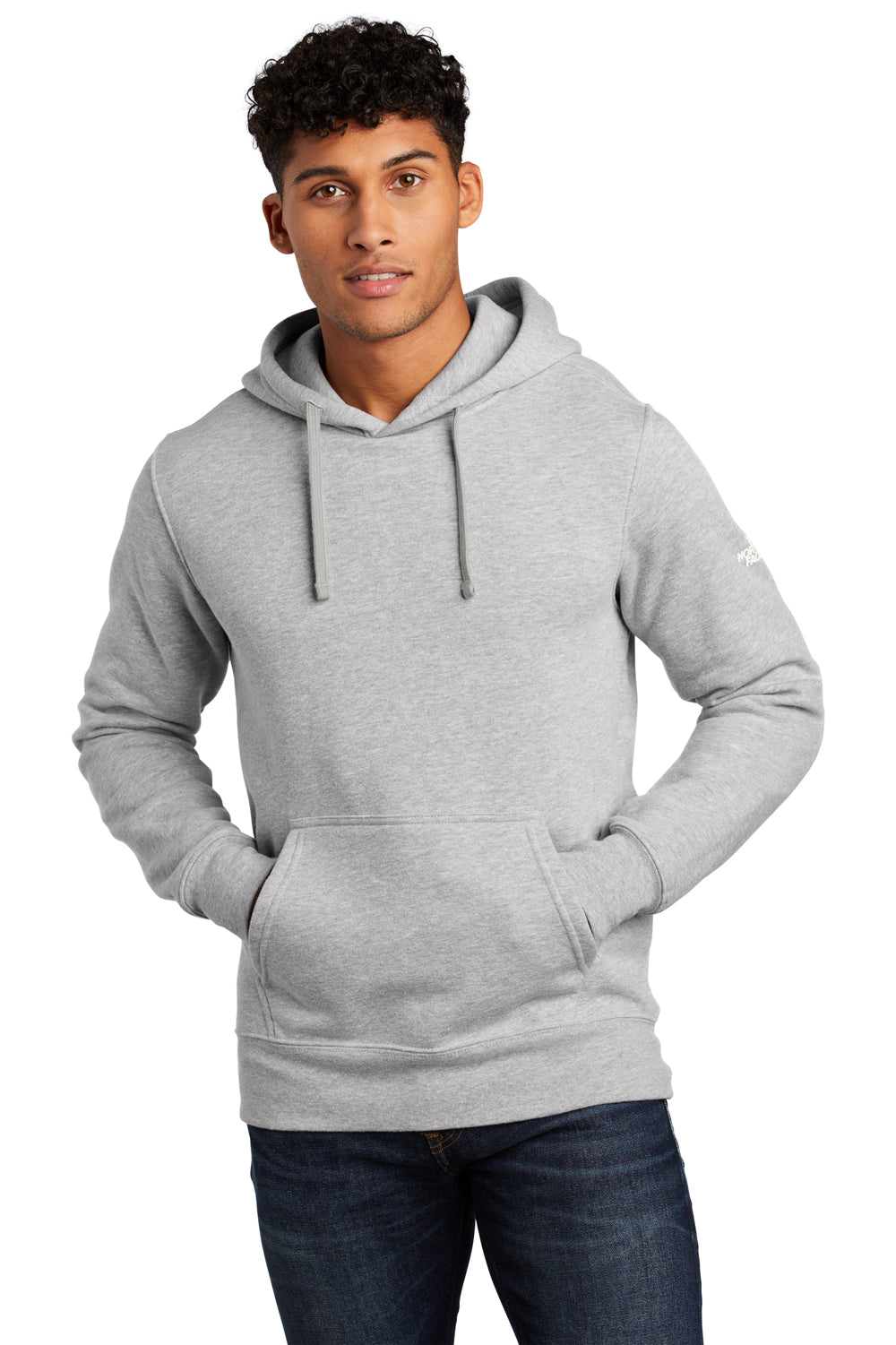 The North Face Mens Hooded Sweatshirt Hoodie Heather Light Grey Front
