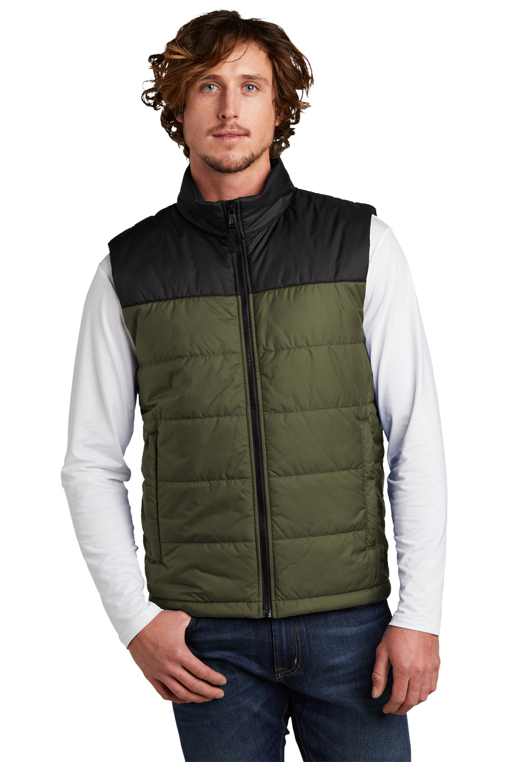 The North Face Mens Everyday Insulated Full Zip Vest Burnt Olive Green Front