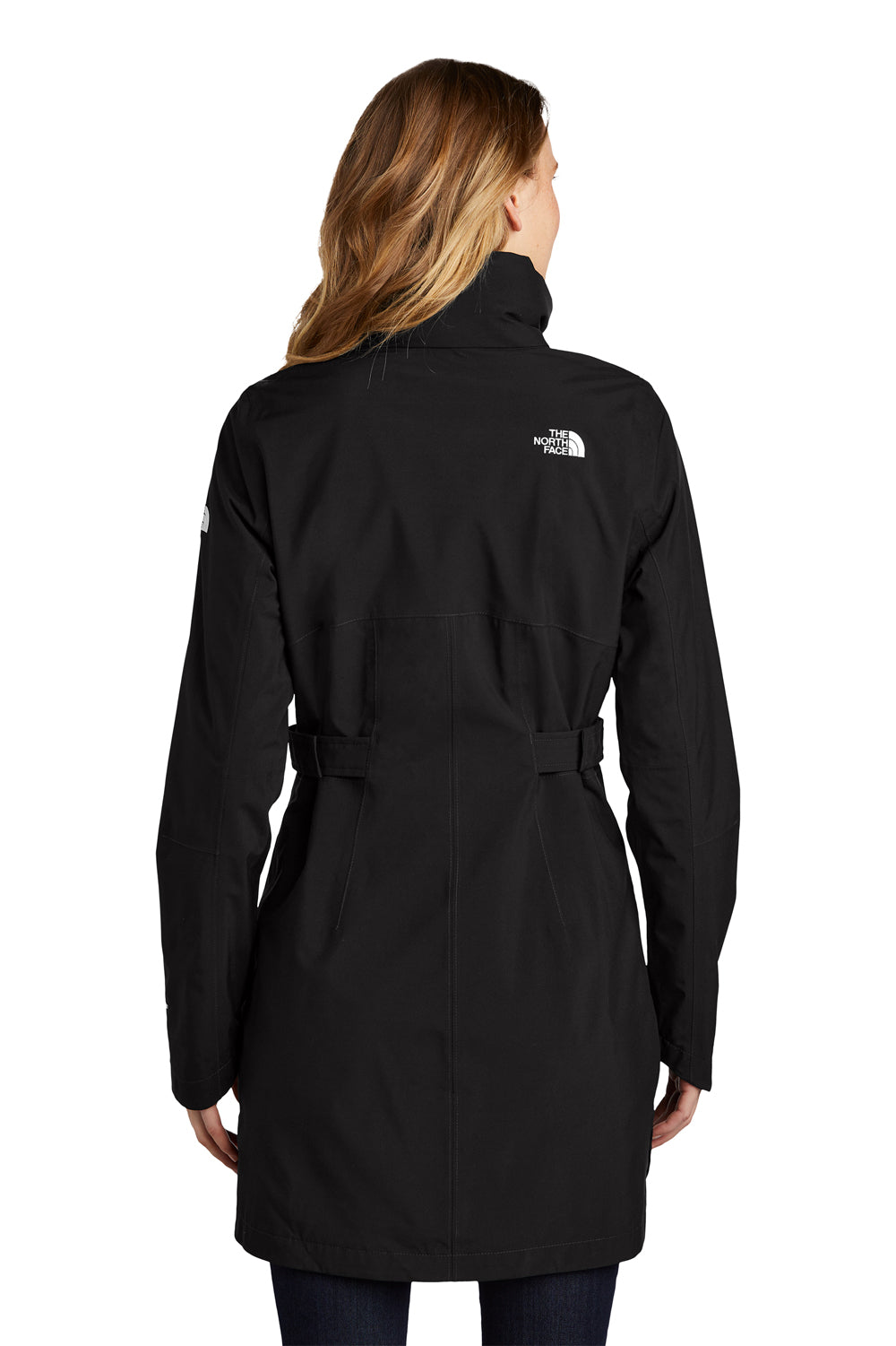 The North Face Womens City Full Zip Hooded Trench Coat Black Side