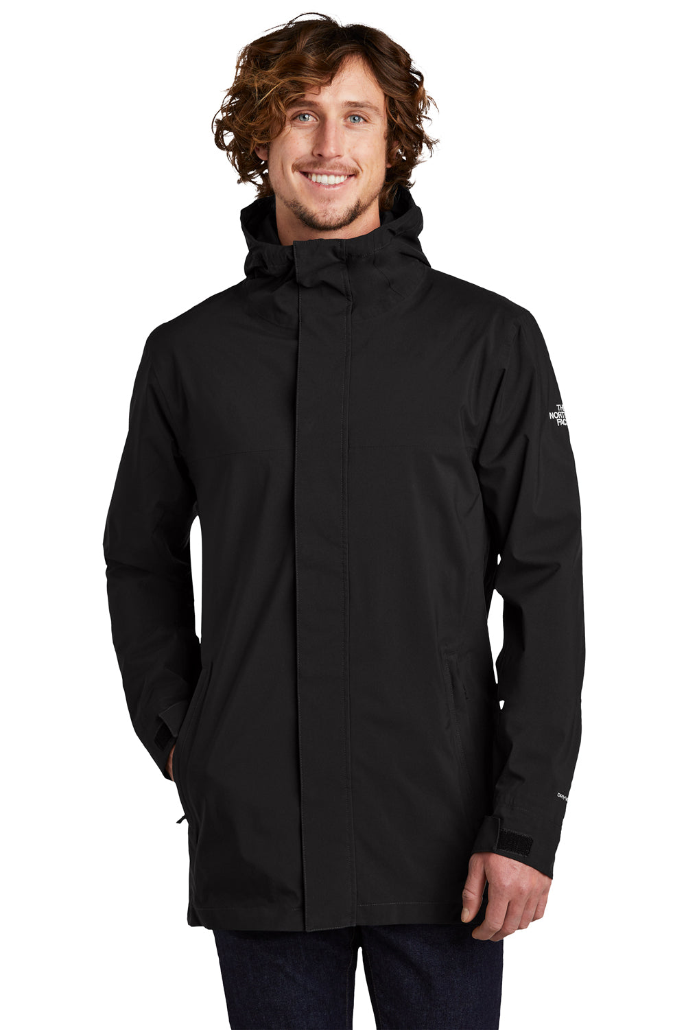 The North Face Mens City Full Zip Hooded Parka Black Front