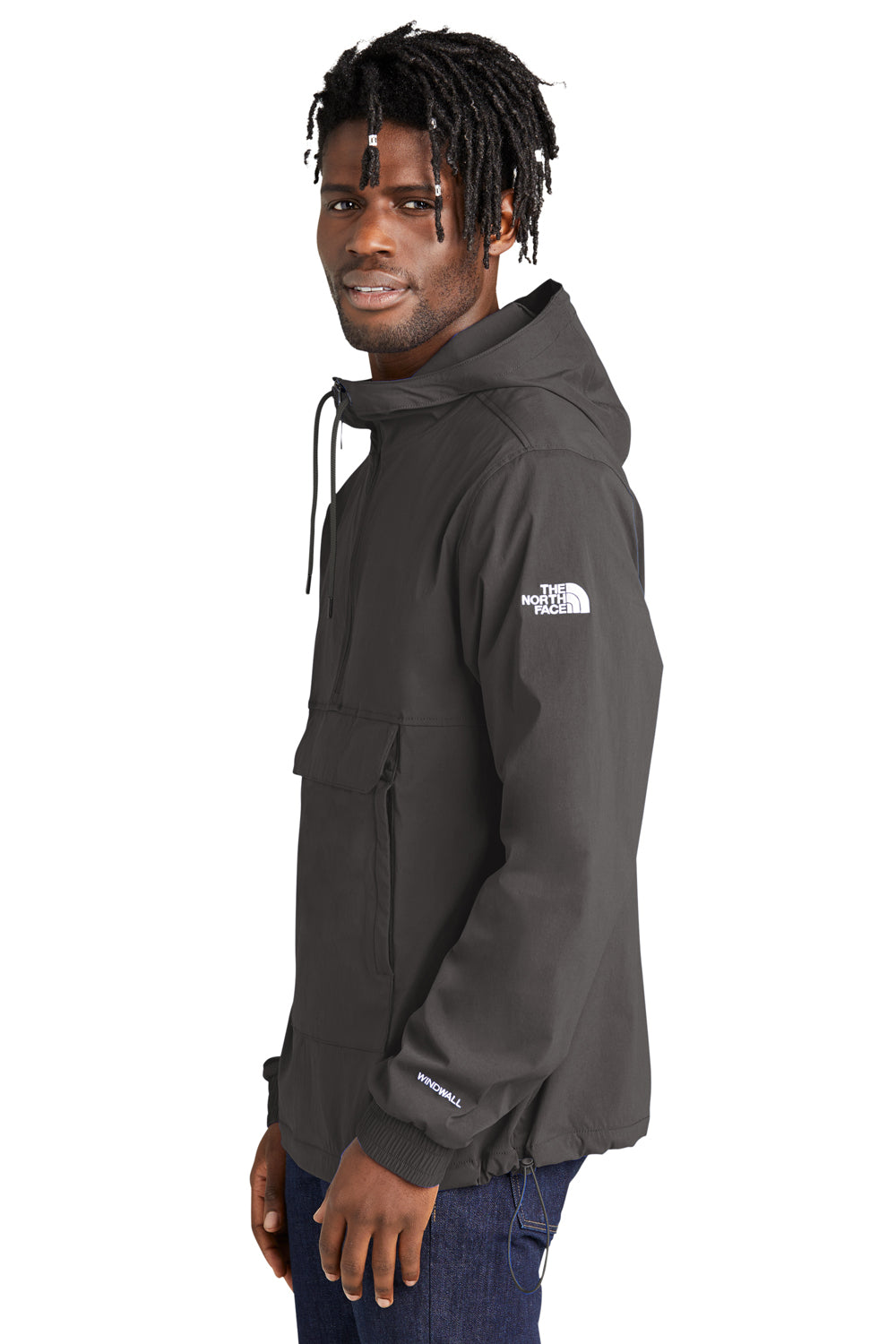 The North Face NF0A5IRW Packable Travel Anorak Hooded Jacket Asphalt Grey Side
