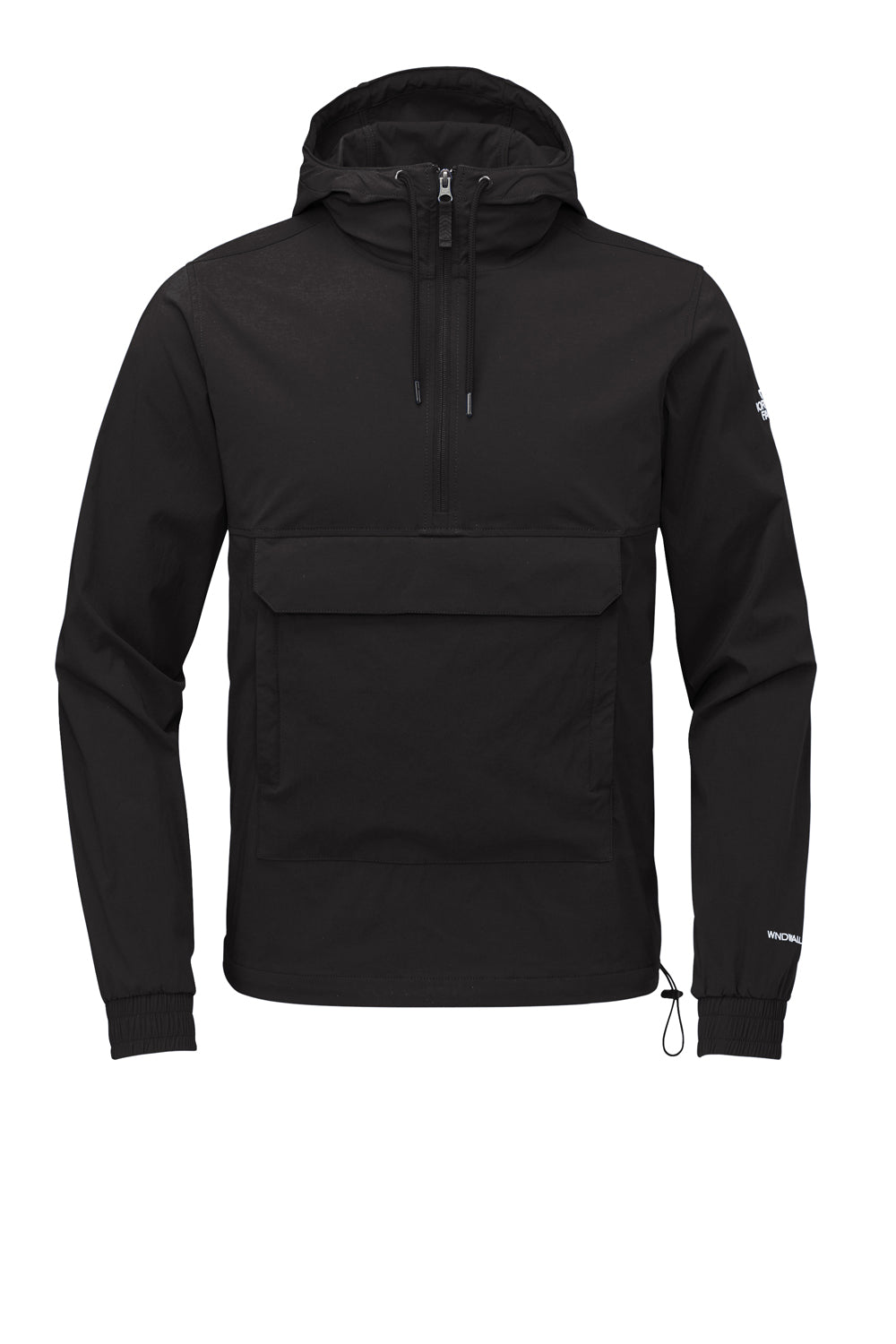 The North Face NF0A5IRW Wind & Water Resistant Packable 1/4 Zip Anorak Hooded Jacket Black Flat Front