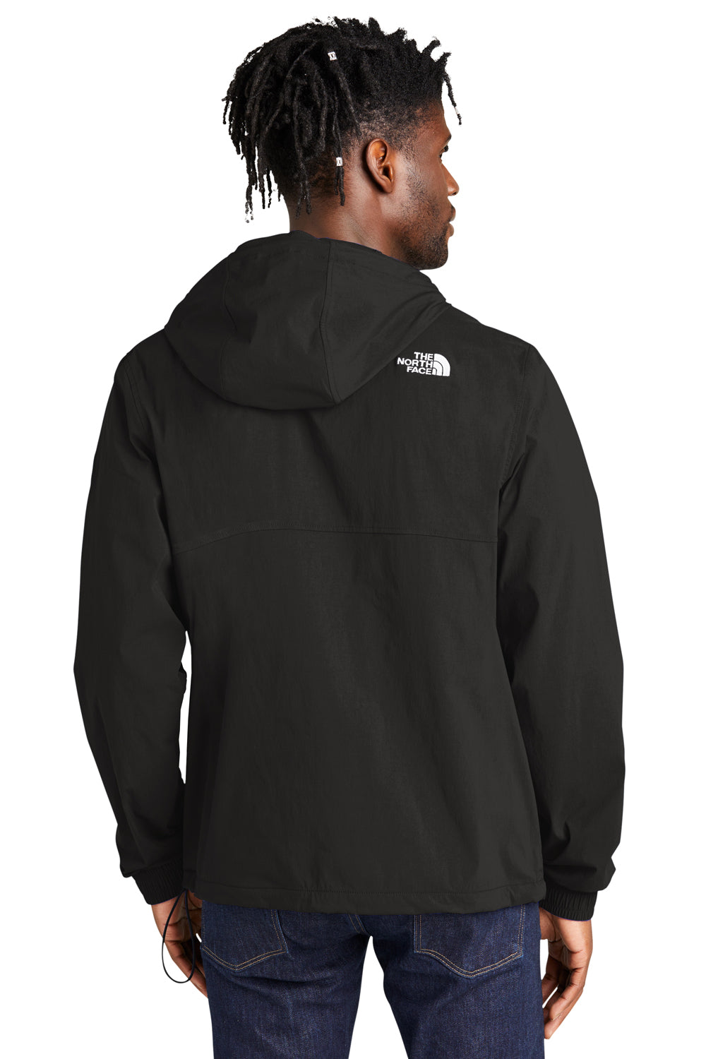 The North Face NF0A5IRW Wind & Water Resistant Packable 1/4 Zip Anorak Hooded Jacket Black Back