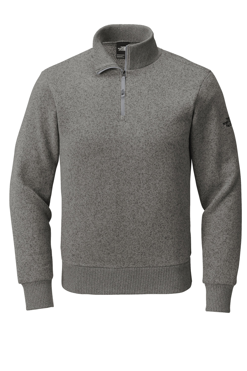 The North Face NF0A5ISE 1/4 Zip Sweater Fleece Sweatshirt Heather Medium Grey Flat Front