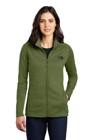 The North Face NF0A7V62 Womens Skyline Full Zip Fleece Jacket Heather Clover Green Front