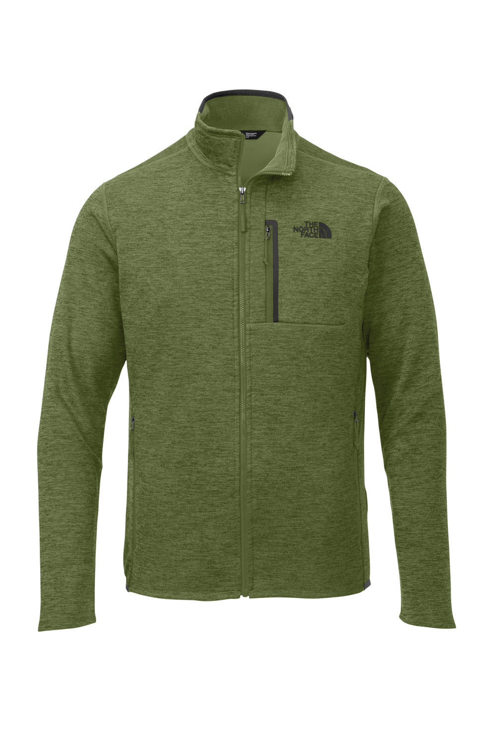 The North Face NF0A7V64 Mens Skyline Full Zip Fleece Jacket Heather Clover Green Flat Front