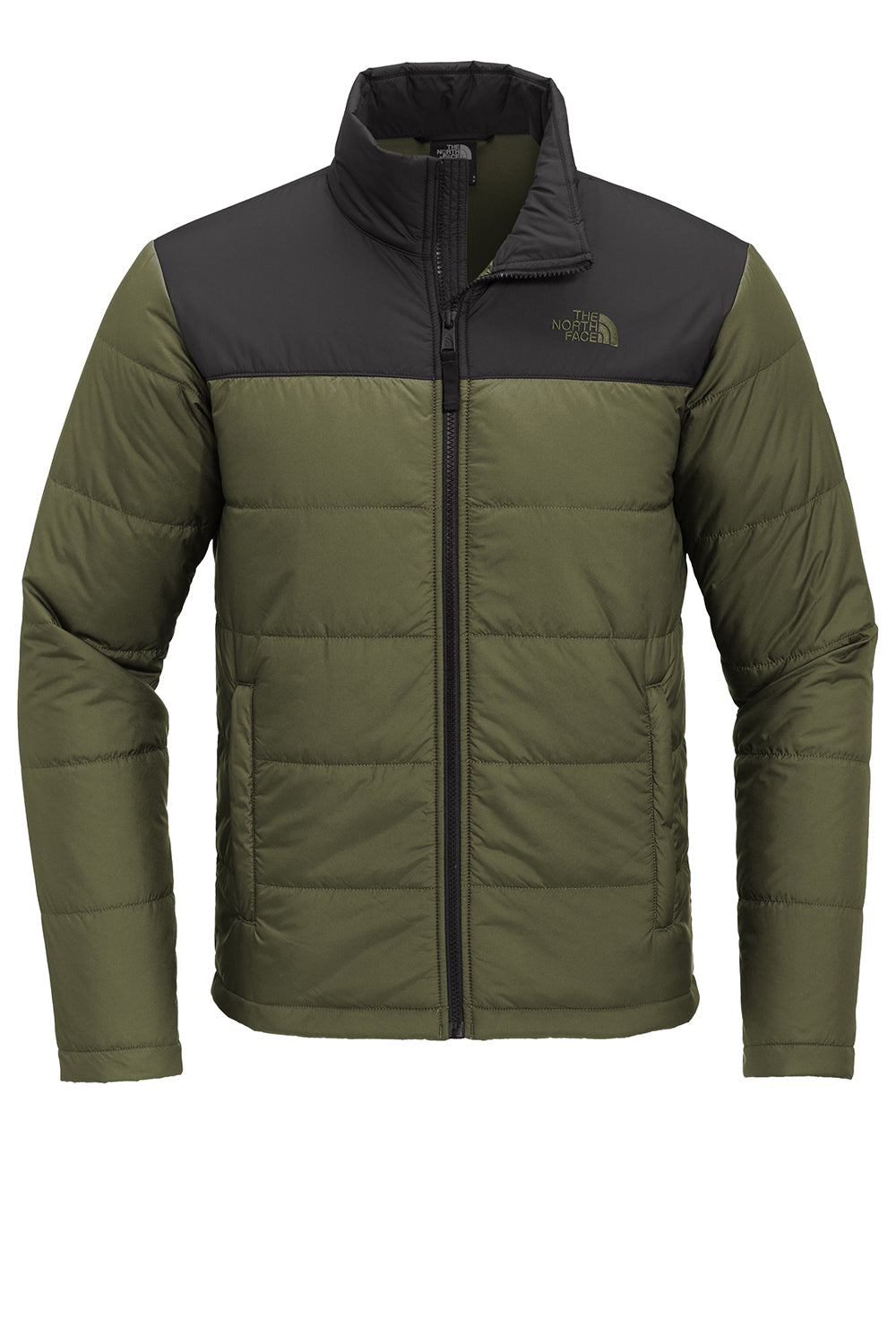 The North Face NF0A7V6J Mens Everyday Insulated Full Zip Jacket Burnt Olive Green Flat Front