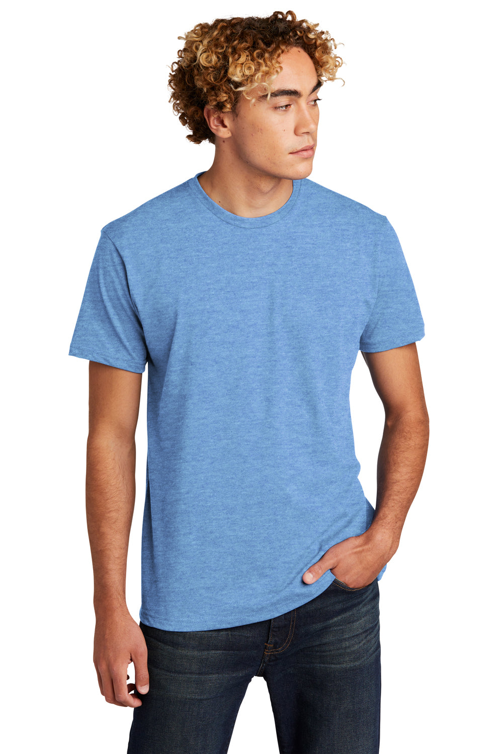 Next Level NL6210/N6210/6210 Mens CVC Jersey Short Sleeve Crewneck T-Shirt Heather Columbia Blue Front