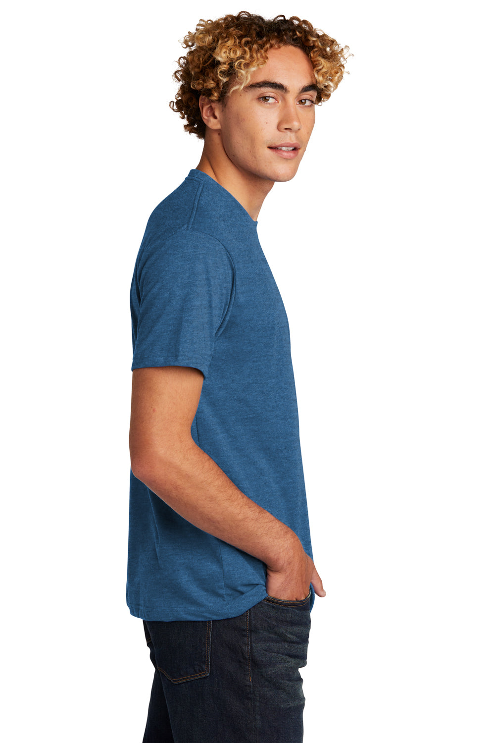 Ash & Erie Heather Blue Crew Neck T-Shirt for Short Men Heather Blue / XL