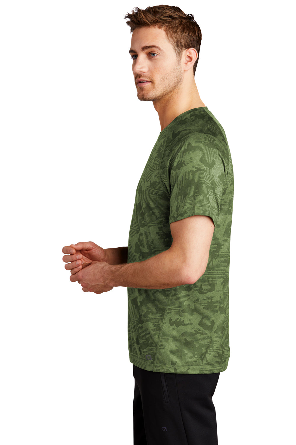 Ogio Mens Endurance Pulse Phantom Short Sleeve Crewneck T-Shirt Grit Green Camo Side