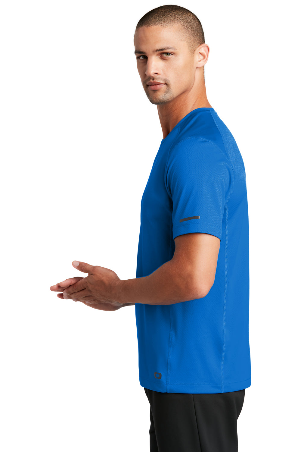 Ogio Mens Endurance Level Mesh Short Sleeve Crewneck T-Shirt Electric Blue Side