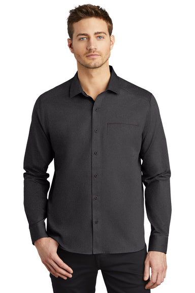 Ogio Mens Urban Long Sleeve Button Down Shirt Blacktop Front