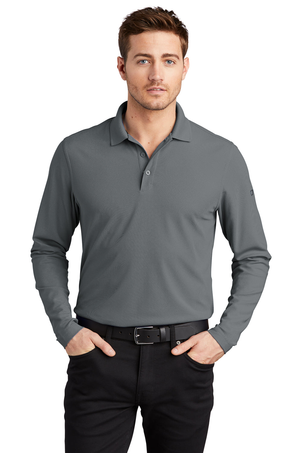 Ogio Mens Caliber 2.0 Long Sleeve Polo Shirt Diesel Grey Front