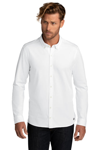 Ogio Mens Code Stretch Long Sleeve Button Down Shirt Bright White Front