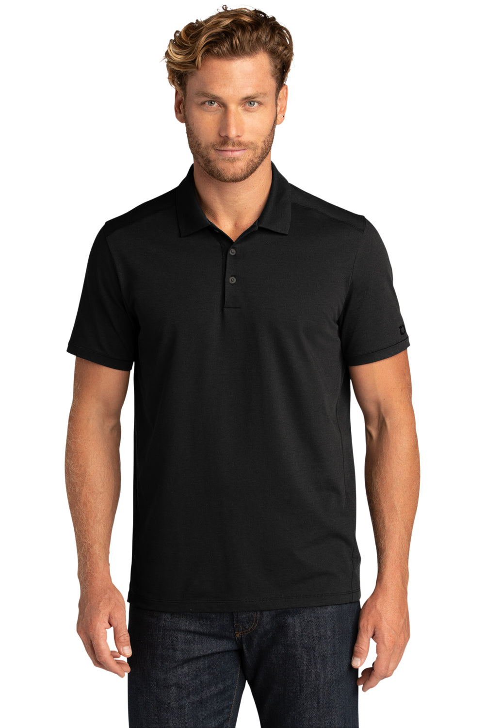 Ogio Mens Code Stretch Short Sleeve Polo Shirt Blacktop Front