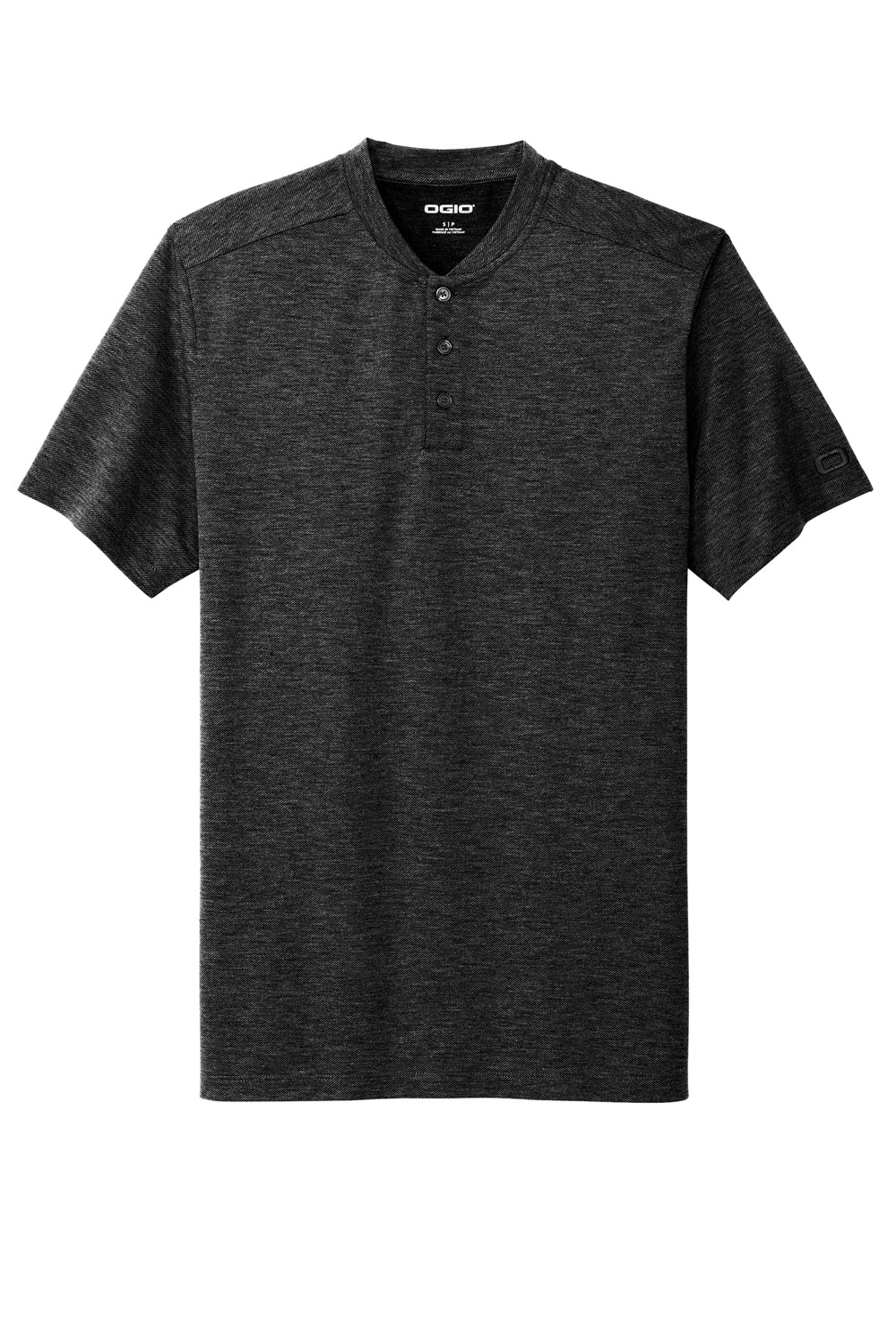 Ogio OG148 Evolution Short Sleeve Henley T-Shirt Blacktop Flat Front