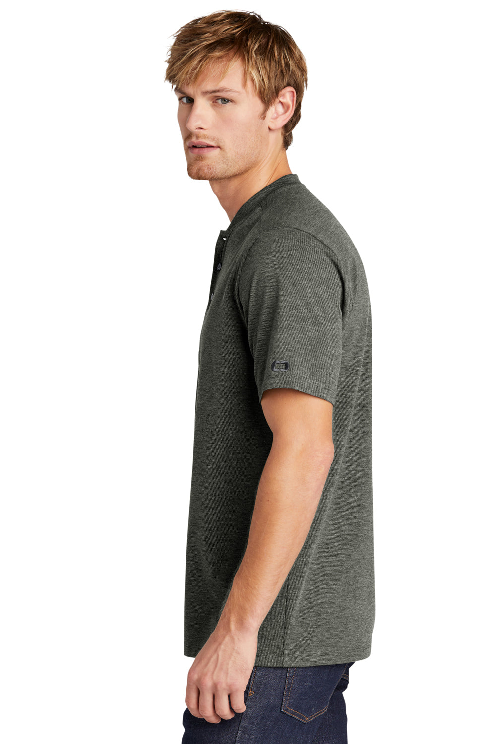 Ogio OG148 Evolution Short Sleeve Henley T-Shirt Tarmac Grey Side