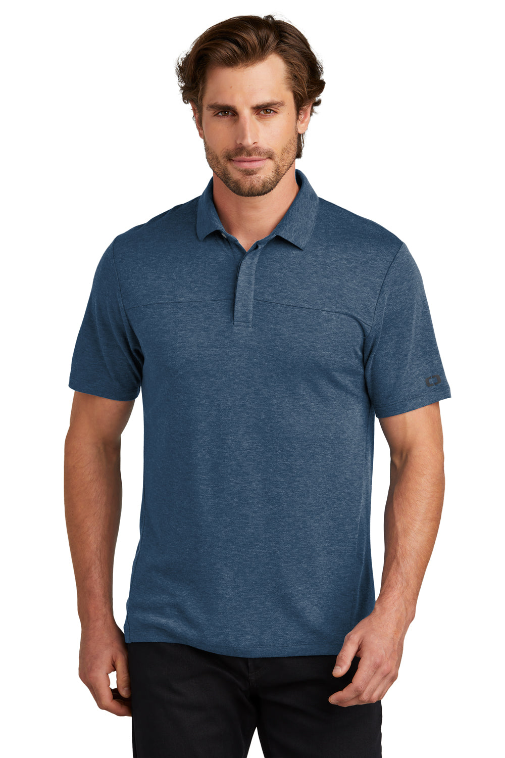 Ogio Mens Command Short Sleeve Polo Shirt Spar Blue Front
