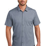 Ogio Mens Extend Short Sleeve Button Down Shirt w/ Pocket - Heather Deep Blue