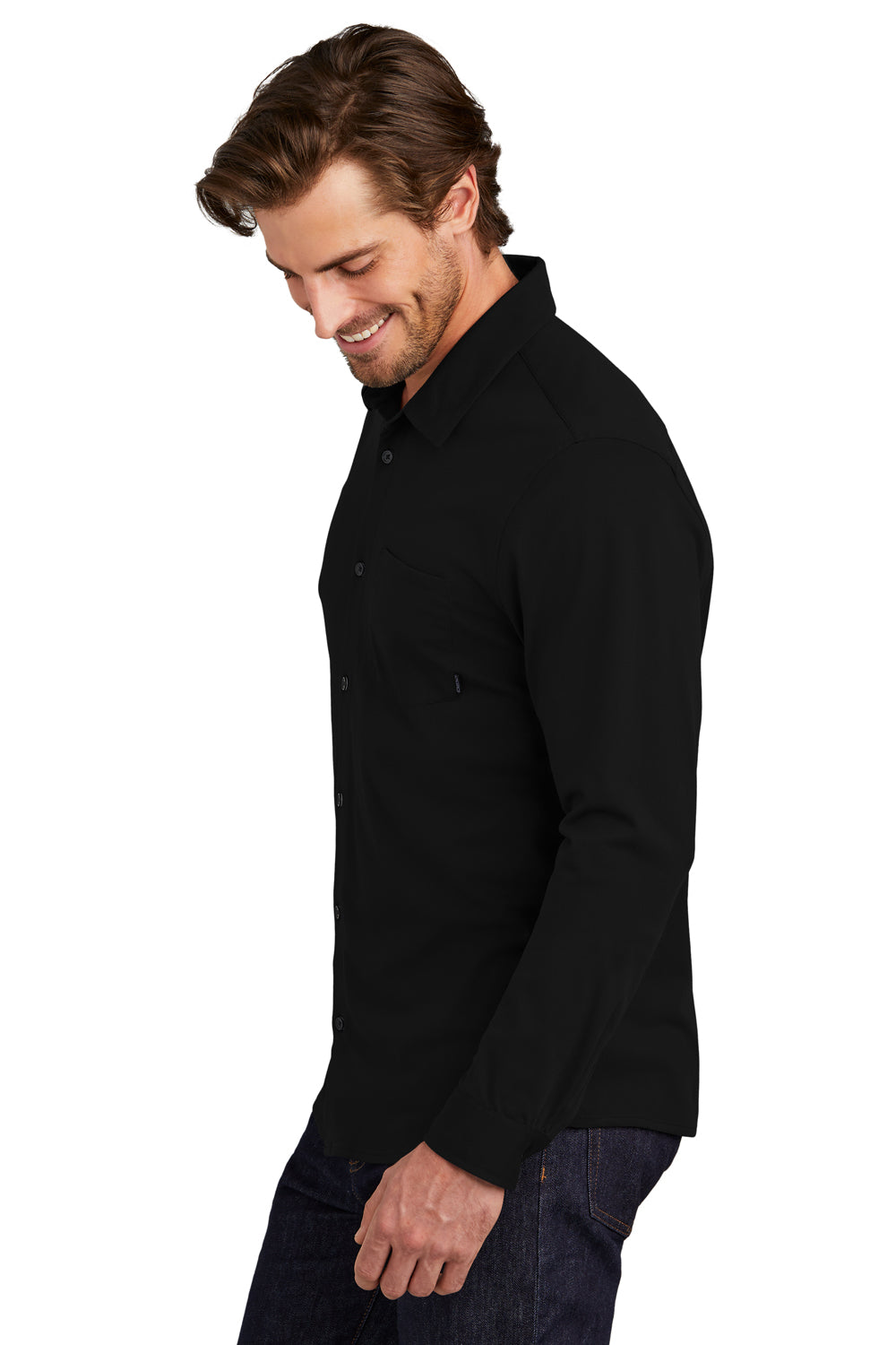Ogio Mens Extend Long Sleeve Button Down Shirt Blacktop Side