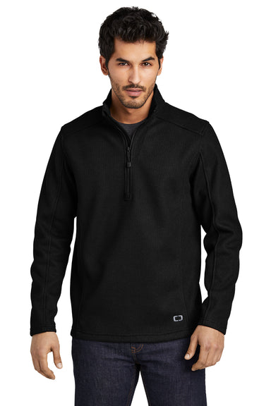 Ogio OG729 Mens Grit Fleece 1/4 Zip Sweatshirt Blacktop Front