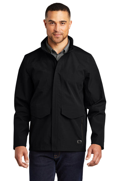 Ogio Mens Utilitarian Full Zip Hooded Jacket Blacktop Front
