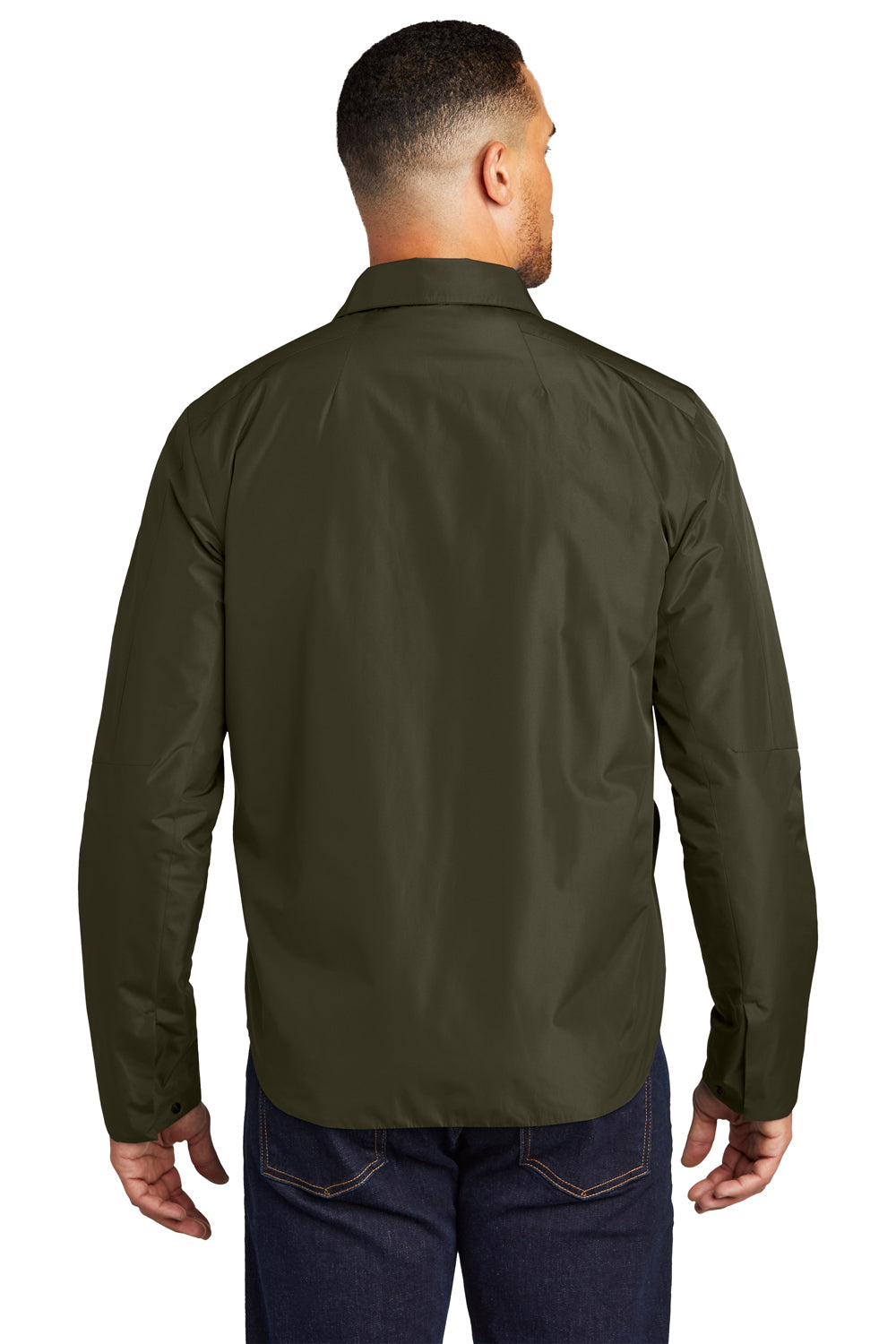 Ogio Mens Reverse Button Down Shirt Jacket Drive Green Side