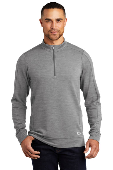 Ogio Mens Luuma Fleece 1/4 Zip Sweatshirt Heather Petrol Grey Front