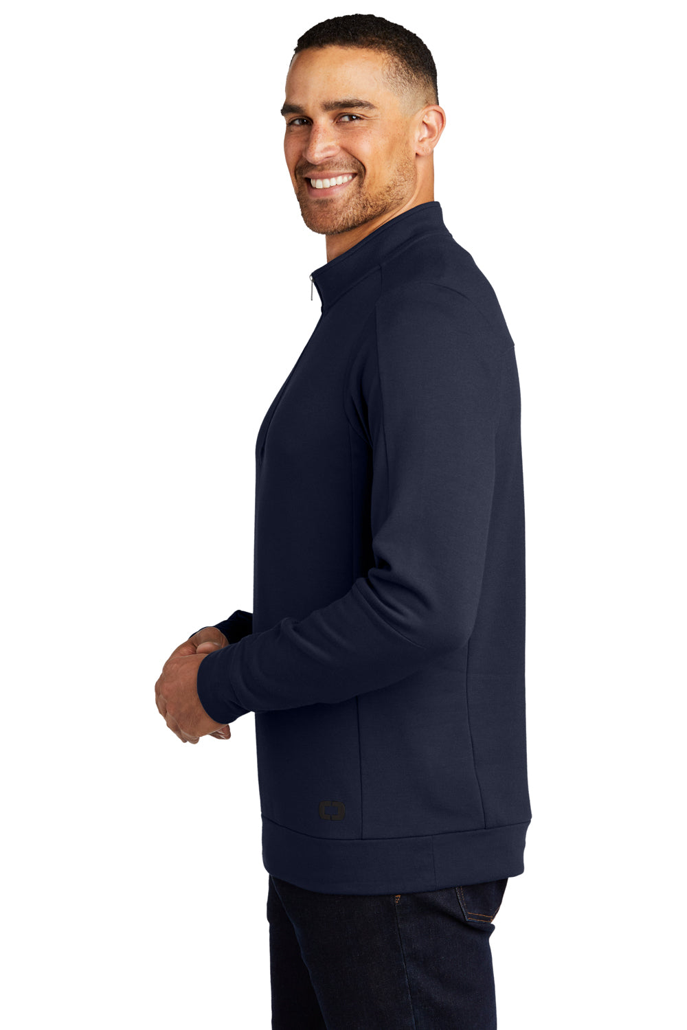 Ogio Mens Luuma Fleece 1/4 Zip Sweatshirt River Navy Blue Side
