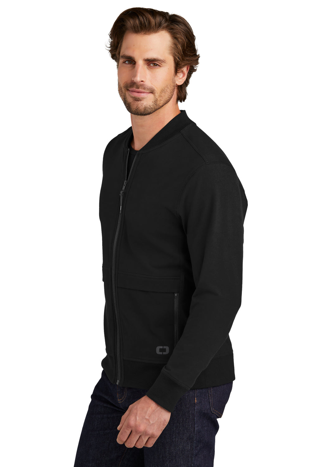 Ogio Mens Outstretch Full Zip Jacket Blacktop Side