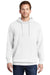 Port & Company Mens Beach Wash Fleece Hooded Sweatshirt Hoodie White Front