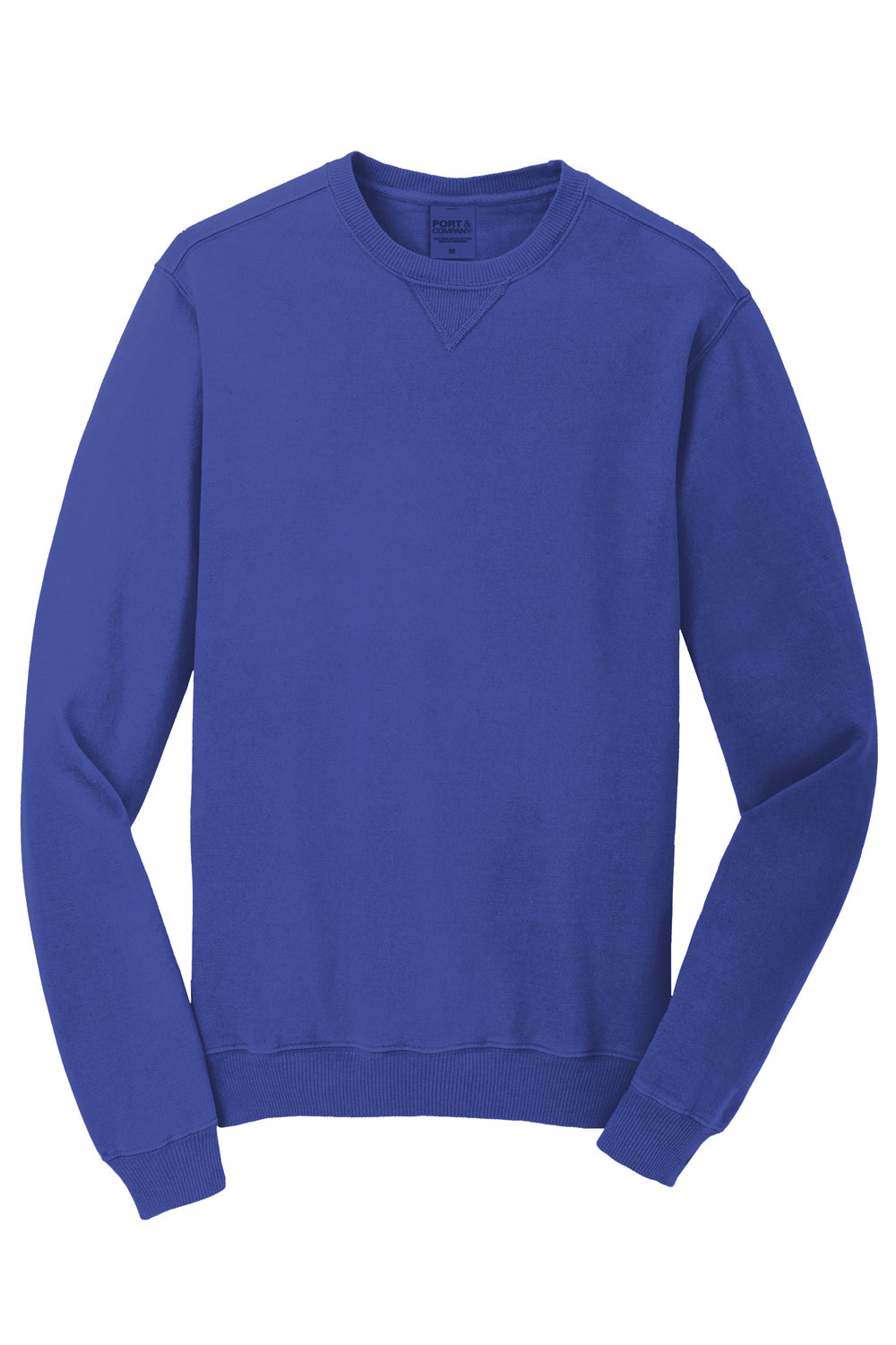 Port & Company Mens Beach Wash Fleece Crewneck Sweatshirt Iris Blue Flat Front