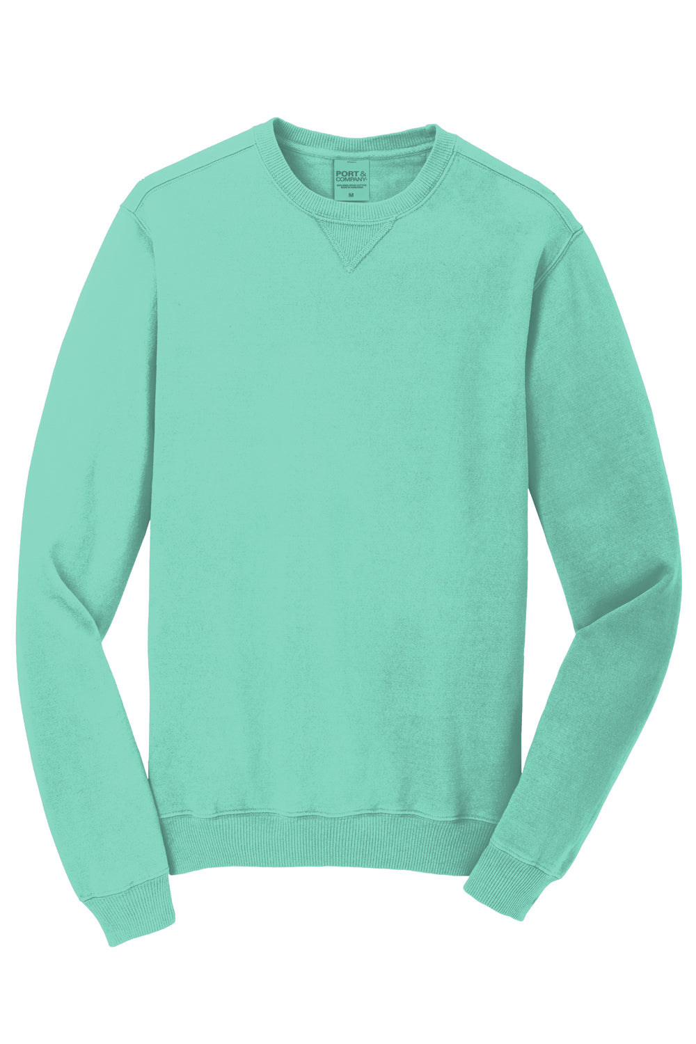 Port & Company Mens Beach Wash Fleece Crewneck Sweatshirt Cool Mint Green Flat Front