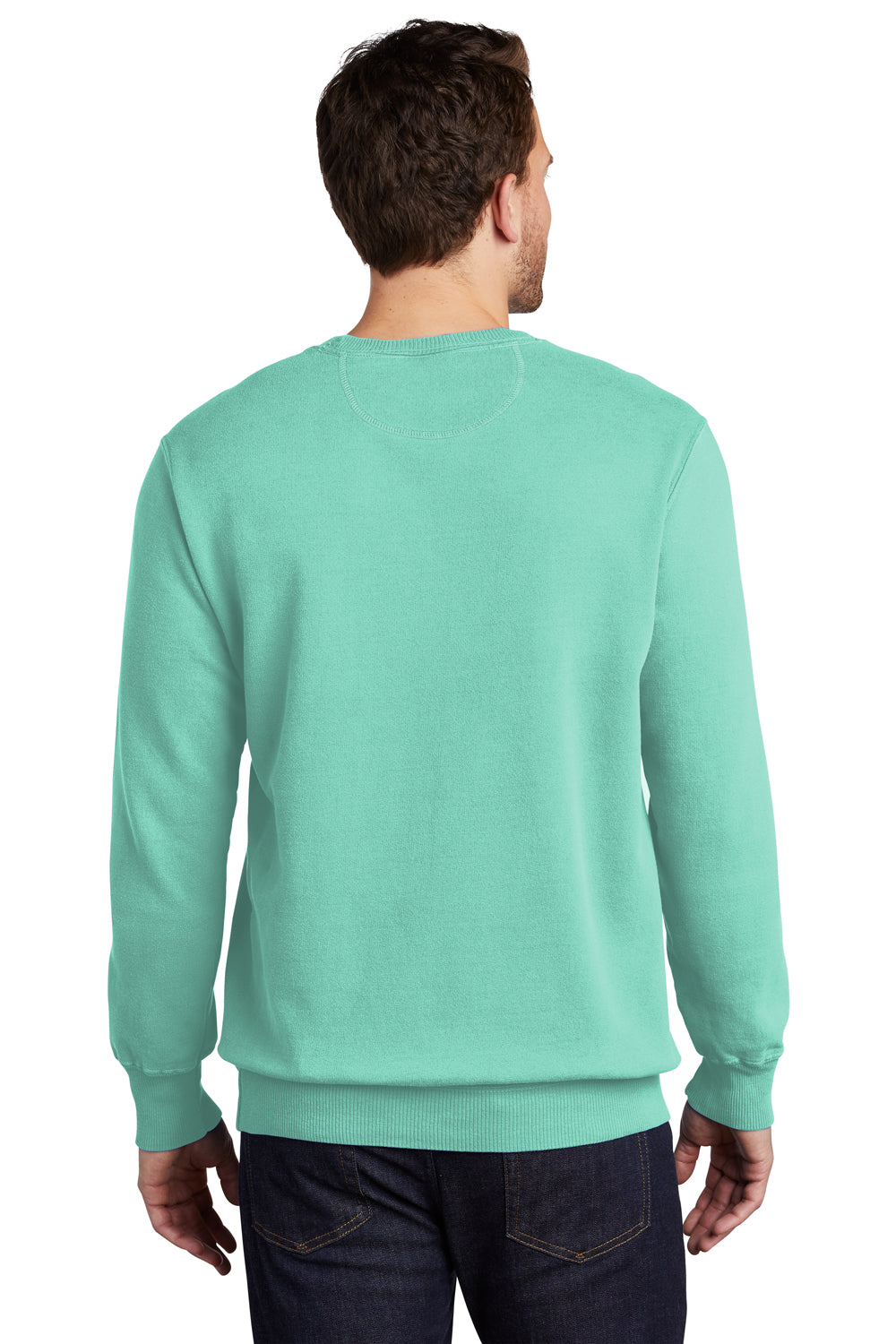 Port & Company Mens Beach Wash Fleece Crewneck Sweatshirt Cool Mint Green Back