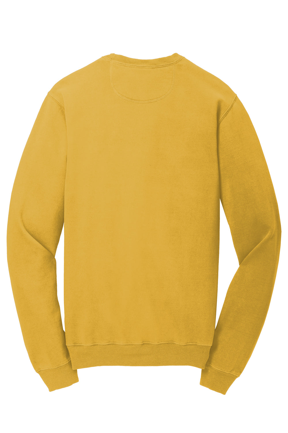 Port & Company Mens Beach Wash Fleece Crewneck Sweatshirt Dijon Yellow Flat Back