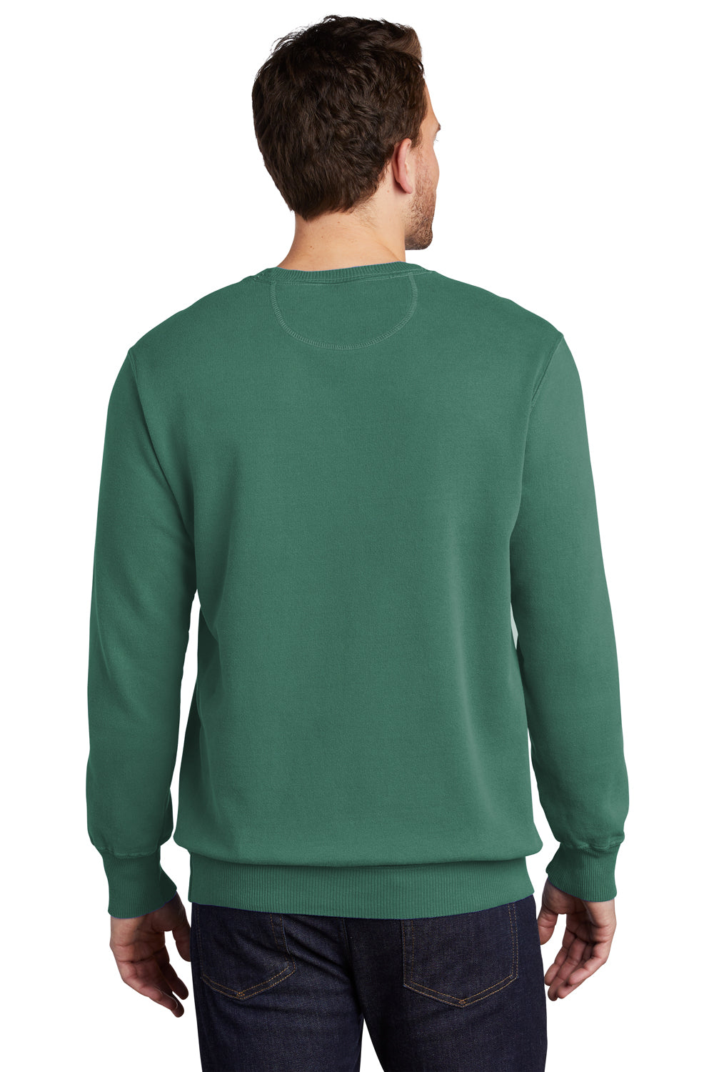 Port & Company Mens Beach Wash Fleece Crewneck Sweatshirt Nordic Green Back