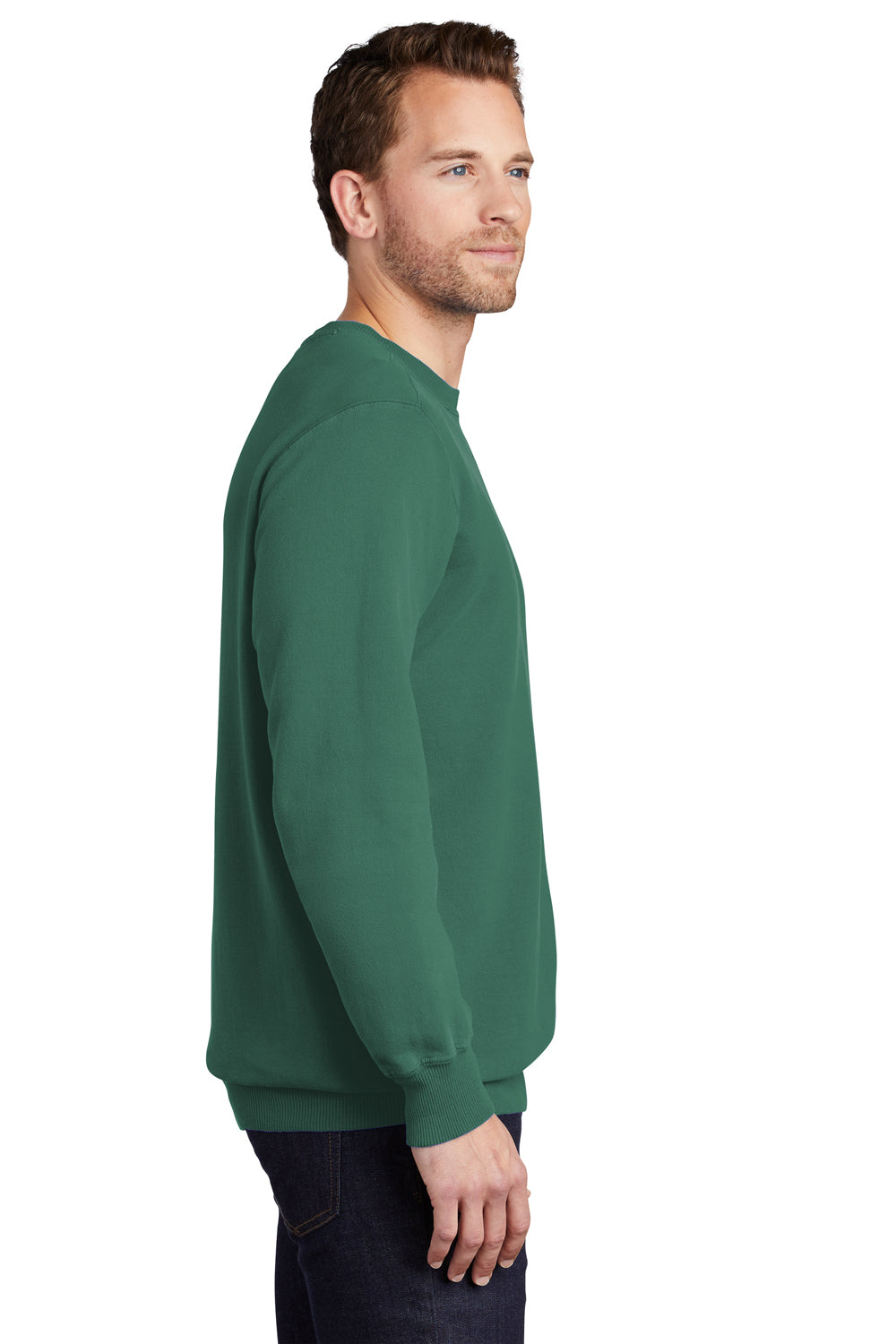 Port & Company Mens Beach Wash Fleece Crewneck Sweatshirt Nordic Green Side
