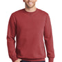Port & Company Mens Beach Wash Fleece Crewneck Sweatshirt - Rock Red