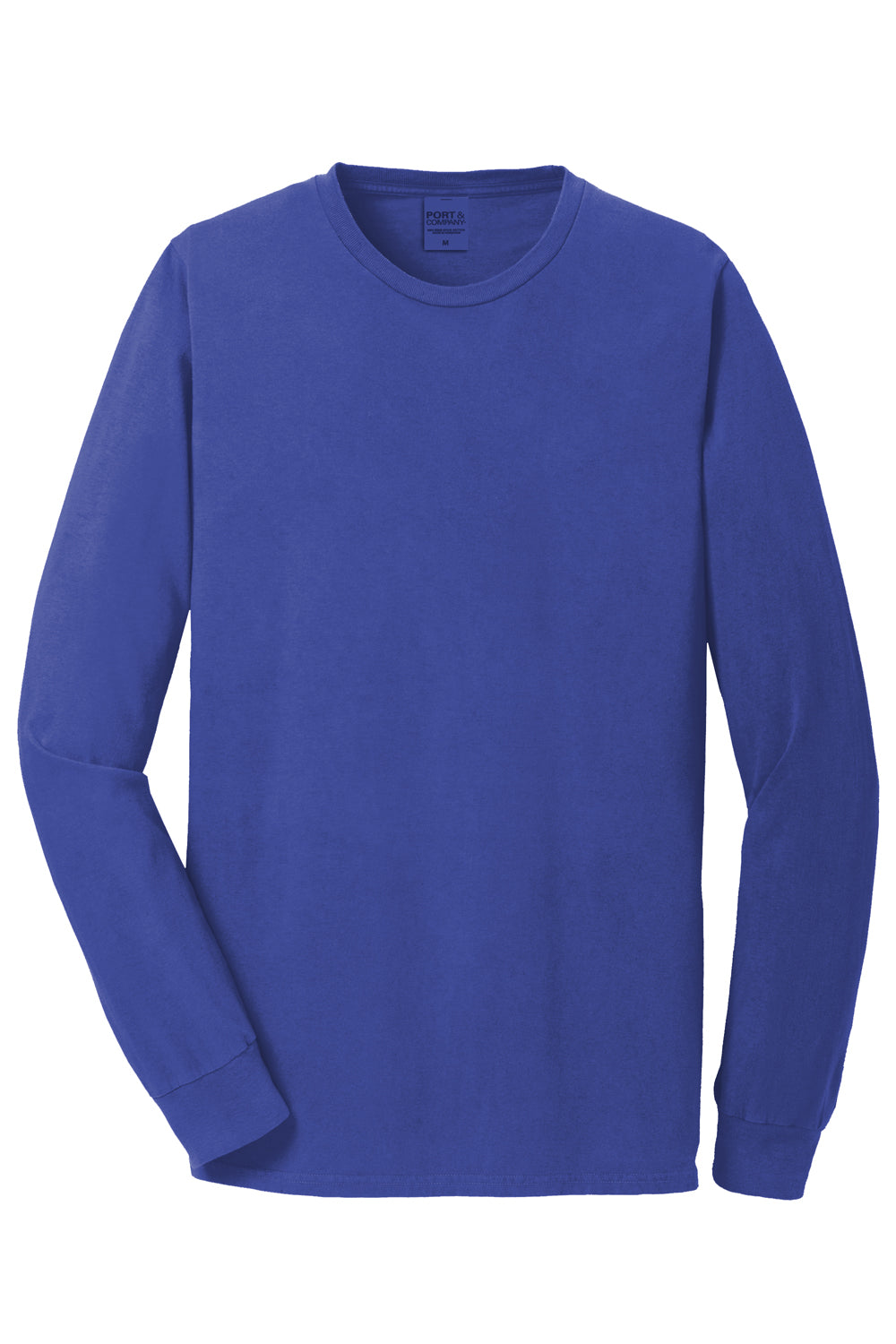 Port & Company Mens Beach Wash Long Sleeve Crewneck T-Shirt Iris Blue Flat Front