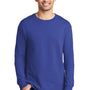 Port & Company Mens Beach Wash Long Sleeve Crewneck T-Shirt - Iris Blue