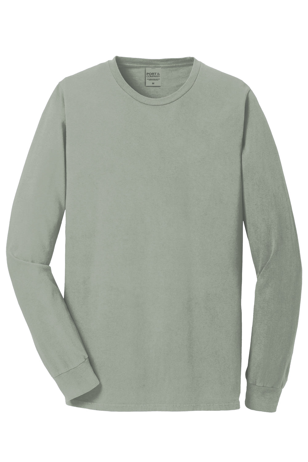 Port & Company Mens Beach Wash Long Sleeve Crewneck T-Shirt Dove Grey Flat Front