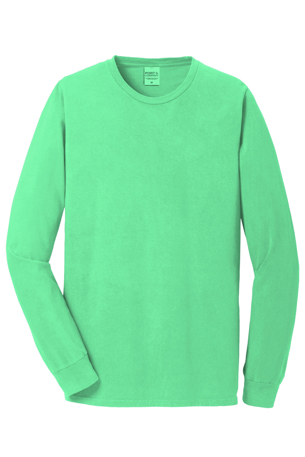 Port & Company Mens Beach Wash Long Sleeve Crewneck T-Shirt Jadeite Green Flat Front