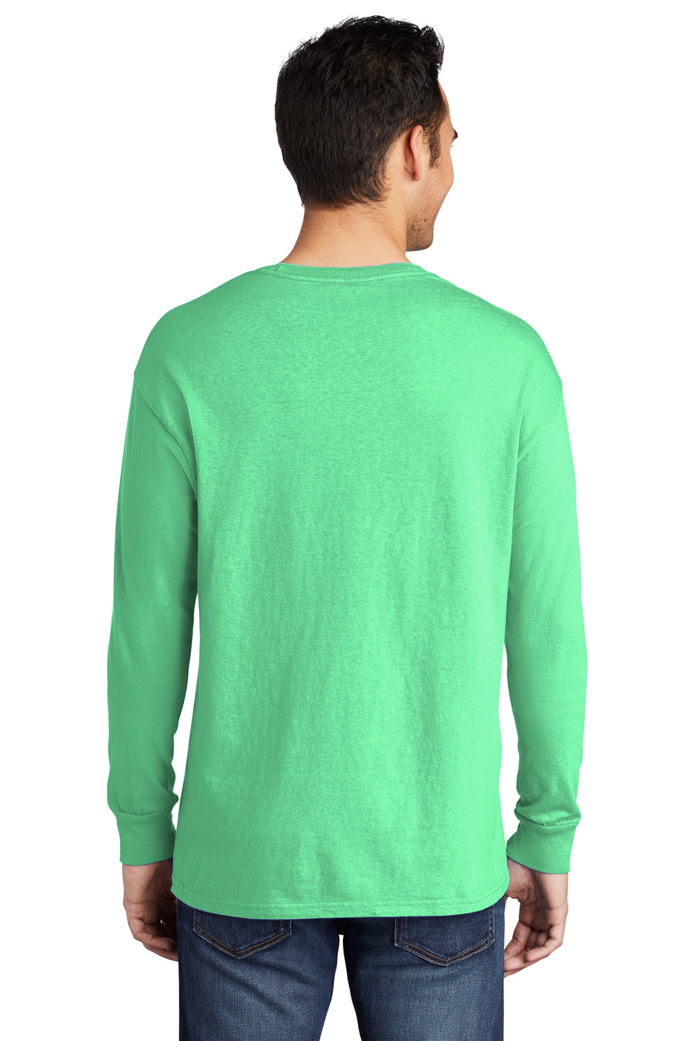 Port & Company Mens Beach Wash Long Sleeve Crewneck T-Shirt Jadeite Green Back